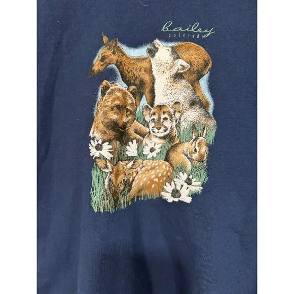 Vintage Jerzees Sweatshirt Bailey CO Youth L Wildlife Naturecore Cottagecore - Picture 3 of 8